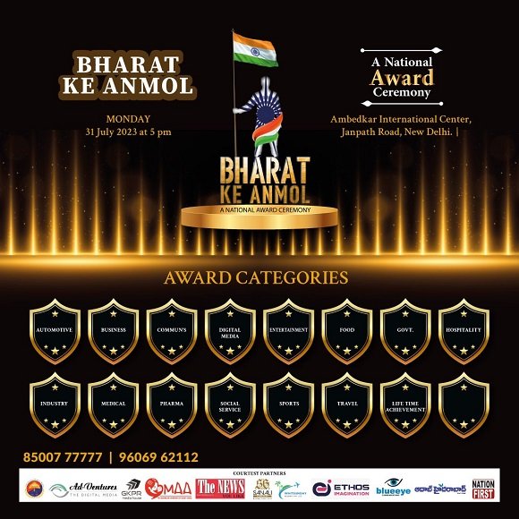 Bharat ke Anmol, celebrates excellence, inspires greatness Award Ceremony aims to recognise exceptional achievements across various fields in the...